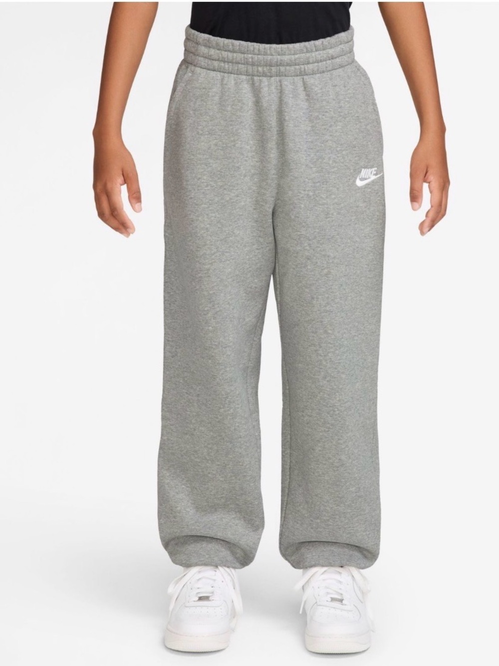 Nike Kids Grey Fleece Joggers with White Logo